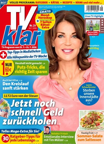 Titelbild der Ausgabe 29/2026 von TV Klar. Diese Zeitschrift und viele weitere Programmzeitschriften als Abo oder epaper bei United Kiosk online kaufen.