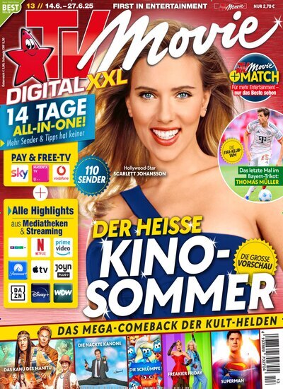 Titelbild der Ausgabe 13/2025 von TV Movie Digital XXL. Diese Zeitschrift und viele weitere Programmzeitschriften als Abo oder epaper bei United Kiosk online kaufen.