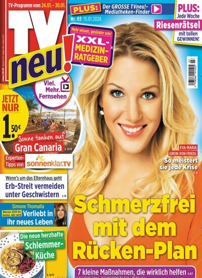 Titelbild der Ausgabe 3/2026 von TV Neu. Diese Zeitschrift und viele weitere Programmzeitschriften als Abo oder epaper bei United Kiosk online kaufen.