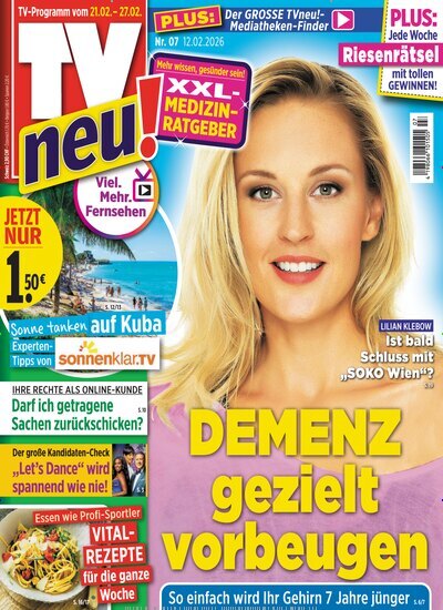 Titelbild der Ausgabe 7/2026 von TV Neu. Diese Zeitschrift und viele weitere Programmzeitschriften als Abo oder epaper bei United Kiosk online kaufen.