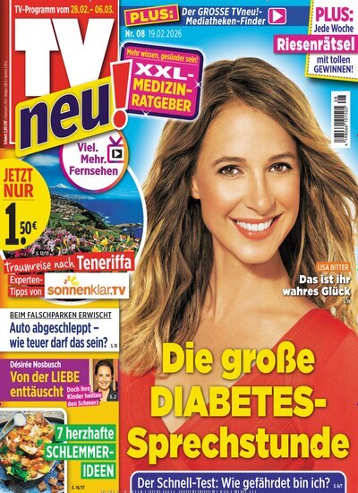 Titelbild der Ausgabe 8/2026 von TV Neu. Diese Zeitschrift und viele weitere Programmzeitschriften als Abo oder epaper bei United Kiosk online kaufen.