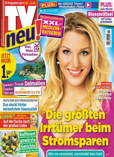Titelbild der Ausgabe 19/2026 von TV neu. Diese Zeitschrift und viele weitere Programmzeitschriften als Abo oder epaper bei United Kiosk online kaufen.