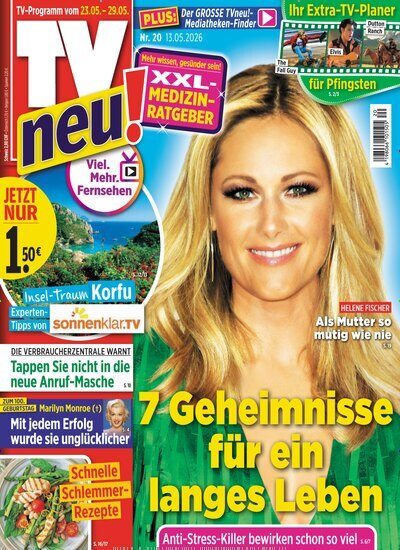 Titelbild der Ausgabe 20/2026 von TV neu. Diese Zeitschrift und viele weitere Programmzeitschriften als Abo oder epaper bei United Kiosk online kaufen.