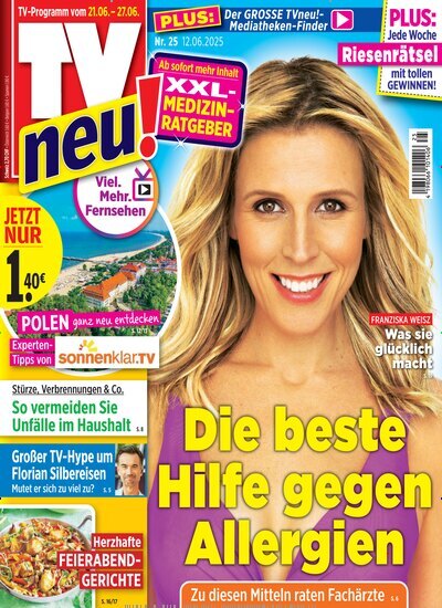 Titelbild der Ausgabe 25/2025 von TV Neu. Diese Zeitschrift und viele weitere Programmzeitschriften als Abo oder epaper bei United Kiosk online kaufen.