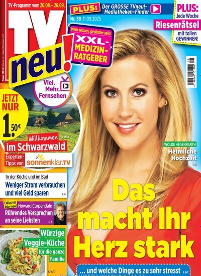 Titelbild der Ausgabe 38/2025 von TV neu. Diese Zeitschrift und viele weitere Programmzeitschriften als Abo oder epaper bei United Kiosk online kaufen.