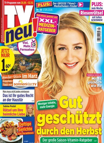 Titelbild der Ausgabe 38/2026 von TV neu. Diese Zeitschrift und viele weitere Programmzeitschriften als Abo oder epaper bei United Kiosk online kaufen.