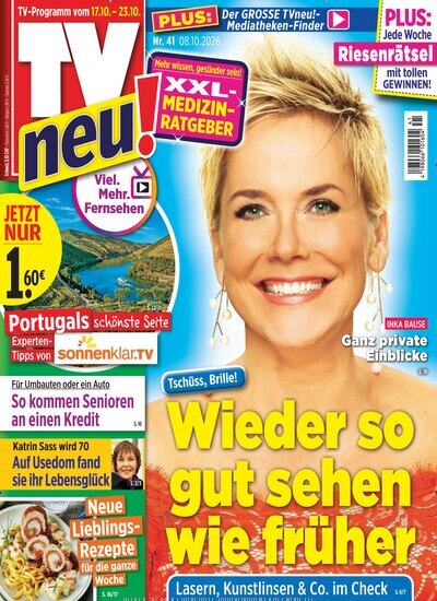 Titelbild der Ausgabe 41/2026 von TV neu. Diese Zeitschrift und viele weitere Programmzeitschriften als Abo oder epaper bei United Kiosk online kaufen.
