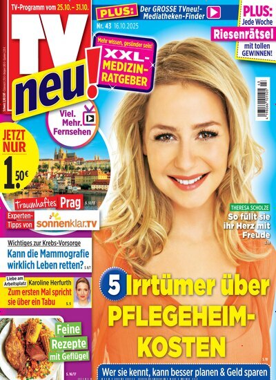 Titelbild der Ausgabe 43/2025 von TV neu. Diese Zeitschrift und viele weitere Programmzeitschriften als Abo oder epaper bei United Kiosk online kaufen.