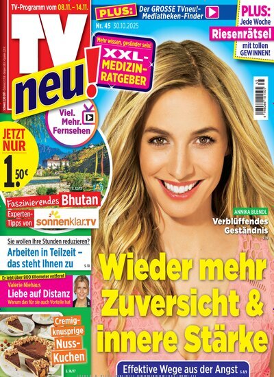 Titelbild der Ausgabe 45/2025 von TV neu. Diese Zeitschrift und viele weitere Programmzeitschriften als Abo oder epaper bei United Kiosk online kaufen.