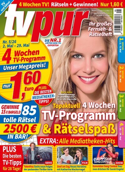 Titelbild der Ausgabe 5/2026 von TV pur. Diese Zeitschrift und viele weitere Programmzeitschriften als Abo oder epaper bei United Kiosk online kaufen.