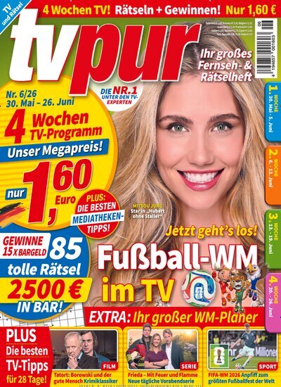 Titelbild der Ausgabe 6/2026 von TV pur. Diese Zeitschrift und viele weitere Programmzeitschriften als Abo oder epaper bei United Kiosk online kaufen.