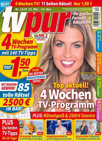 Titelbild der Ausgabe 12/2025 von TV pur. Diese Zeitschrift und viele weitere Programmzeitschriften als Abo oder epaper bei United Kiosk online kaufen.