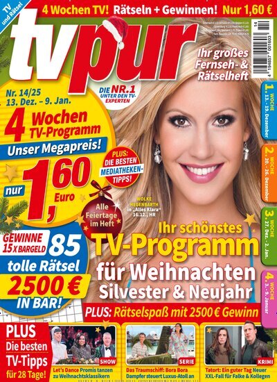 Titelbild der Ausgabe 14/2025 von TV pur. Diese Zeitschrift und viele weitere Programmzeitschriften als Abo oder epaper bei United Kiosk online kaufen.