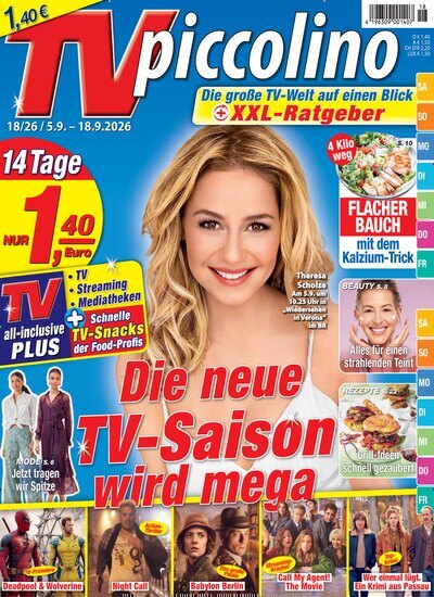 Titelbild der Ausgabe 18/2026 von TVpiccolino. Diese Zeitschrift und viele weitere Programmzeitschriften als Abo oder epaper bei United Kiosk online kaufen.