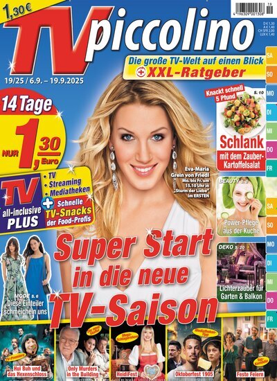 Titelbild der Ausgabe 19/2025 von TVpiccolino. Diese Zeitschrift und viele weitere Programmzeitschriften als Abo oder epaper bei United Kiosk online kaufen.