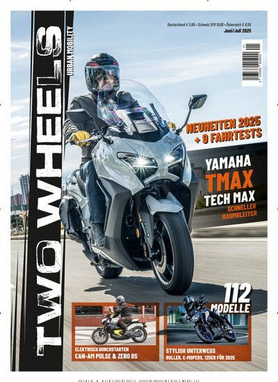 Titelbild der Ausgabe 1/2025 von Two Wheels. Diese Zeitschrift und viele weitere Automagazine und Motorradzeitschriften als Abo oder epaper bei United Kiosk online kaufen.