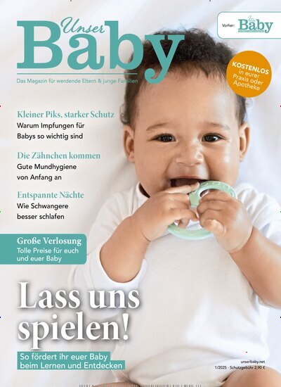 Titelbild der Ausgabe 1/2025 von Unser Baby. Diese Zeitschrift und viele weitere Elternzeitschriften und Tierzeitschriften als Abo oder epaper bei United Kiosk online kaufen.