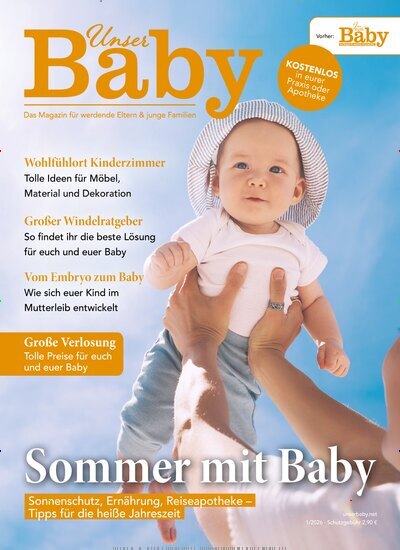 Titelbild der Ausgabe 1/2026 von Unser Baby. Diese Zeitschrift und viele weitere Elternzeitschriften und Tierzeitschriften als Abo oder epaper bei United Kiosk online kaufen.