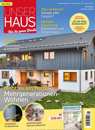 Titelbild der Ausgabe 1/2026 von Unser Haus. Diese Zeitschrift und viele weitere Gartenzeitschriften und Wohnzeitschriften als Abo oder epaper bei United Kiosk online kaufen.