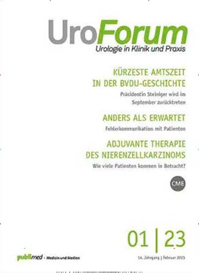 Titelbild der Ausgabe 10/2023 von UroForum. Diese Zeitschrift und viele weitere Pflegezeitschriften und medizinische Fachzeitschriften als Abo oder epaper bei United Kiosk online kaufen.