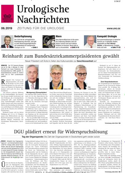 Titelbild der Ausgabe 6/2019 von Urologische Nachrichten. Diese Zeitschrift und viele weitere Pflegezeitschriften und medizinische Fachzeitschriften als Abo oder epaper bei United Kiosk online kaufen.