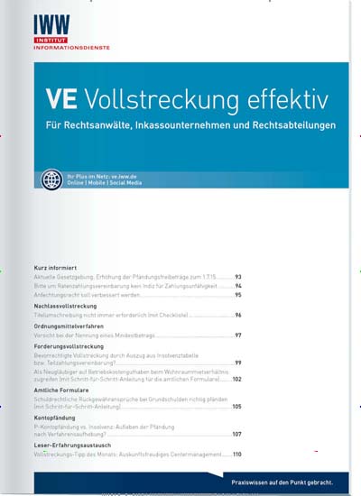 Titelbild der Ausgabe 4/2021 von VE Vollstreckung effektiv. Diese Zeitschrift und viele weitere Jurazeitschriften und Zeitschriften für Verwaltung als Abo oder epaper bei United Kiosk online kaufen.