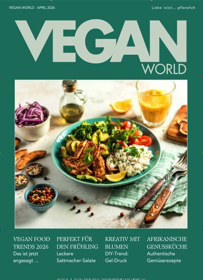 Titelbild der Ausgabe 4/2026 von Vegan World. Diese Zeitschrift und viele weitere Kochzeitschriften und Backzeitschriften als Abo oder epaper bei United Kiosk online kaufen.