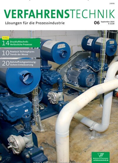 Titelbild der Ausgabe 6/2025 von Verfahrenstechnik. Diese Zeitschrift und viele weitere Industriemagazine und Handwerkmagazine als Abo oder epaper bei United Kiosk online kaufen.