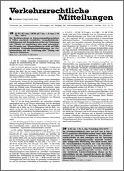 Titelbild der Ausgabe 9/2023 von Verkehrsrechtliche Mitteilungen. Diese Zeitschrift und viele weitere Jurazeitschriften und Zeitschriften für Verwaltung als Abo oder epaper bei United Kiosk online kaufen.
