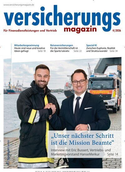 Titelbild der Ausgabe 4/2026 von Versicherungsmagazin. Diese Zeitschrift und viele weitere Businessmagazine als Abo oder epaper bei United Kiosk online kaufen.