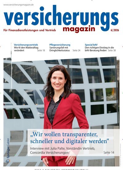 Titelbild der Ausgabe 6/2026 von Versicherungsmagazin. Diese Zeitschrift und viele weitere Businessmagazine als Abo oder epaper bei United Kiosk online kaufen.