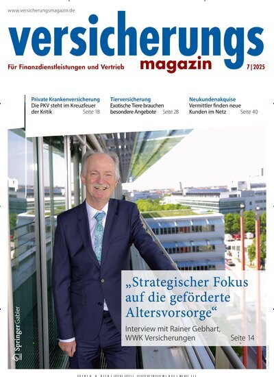 Titelbild der Ausgabe 7/2025 von Versicherungsmagazin. Diese Zeitschrift und viele weitere Businessmagazine als Abo oder epaper bei United Kiosk online kaufen.