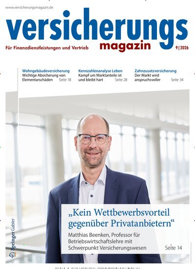 Titelbild der Ausgabe 9/2026 von Versicherungsmagazin. Diese Zeitschrift und viele weitere Businessmagazine als Abo oder epaper bei United Kiosk online kaufen.