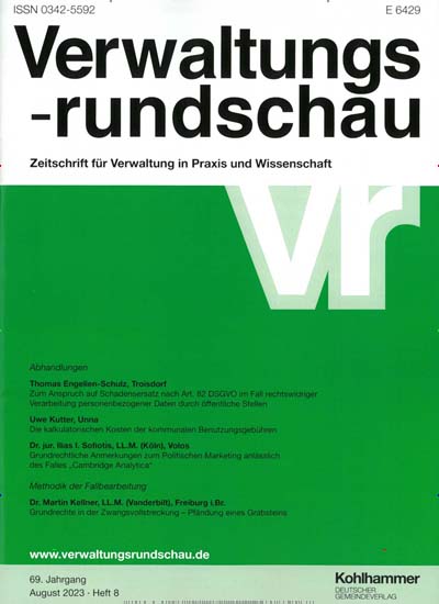 Titelbild der Ausgabe 8/2023 von Verwaltungsrundschau. Diese Zeitschrift und viele weitere Jurazeitschriften und Zeitschriften für Verwaltung als Abo oder epaper bei United Kiosk online kaufen.