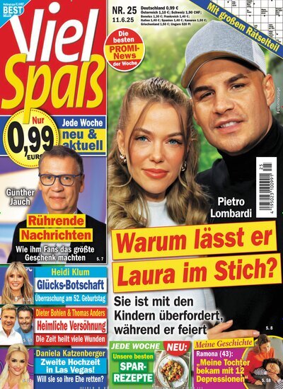 Titelbild der Ausgabe 25/2025 von Viel Spaß. Diese Zeitschrift und viele weitere Frauenzeitschriften als Abo oder epaper bei United Kiosk online kaufen.