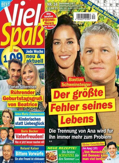 Titelbild der Ausgabe 34/2025 von Viel Spaß. Diese Zeitschrift und viele weitere Frauenzeitschriften als Abo oder epaper bei United Kiosk online kaufen.