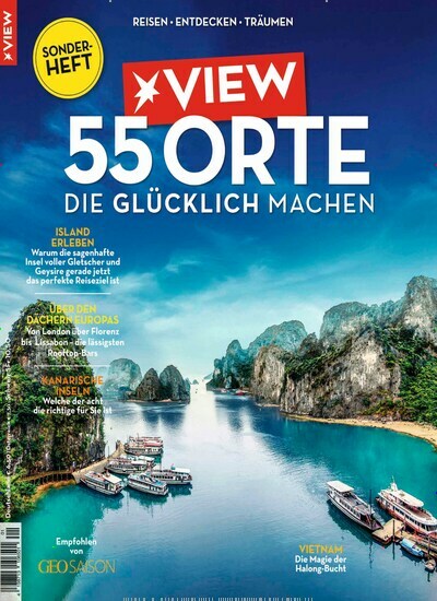 Titelbild der Ausgabe 1/2022 von View 55 Orte die glücklich machen. Diese Zeitschrift und viele weitere Wirtschaftsmagazine und Politikmagazine als Abo oder epaper bei United Kiosk online kaufen.