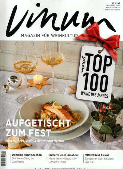 Titelbild der Ausgabe 12/2022 von Vinum. Diese Zeitschrift und viele weitere Lifestylemagazine und Peoplemagazine als Abo oder epaper bei United Kiosk online kaufen.