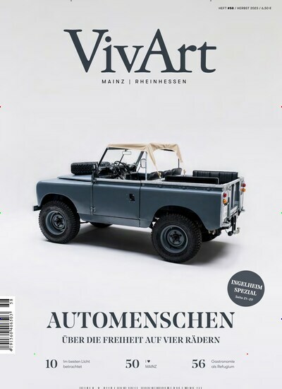 Titelbild der Ausgabe 58/2023 von VivArt Mainz. Diese Zeitschrift und viele weitere Reisemagazine, Freizeitmagazine und Wissensmagazine als Abo oder epaper bei United Kiosk online kaufen.