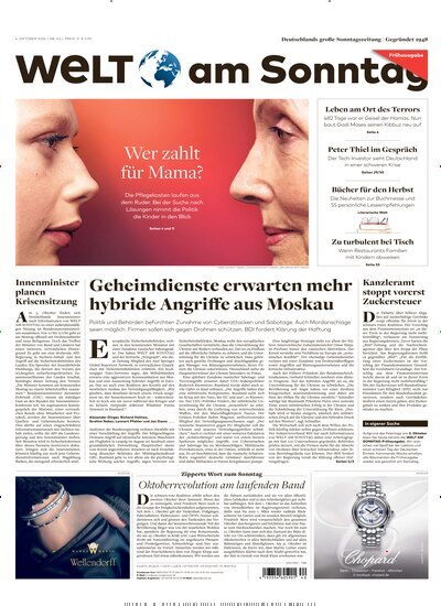 Titelbild der Ausgabe 40/2026 von WamS Welt am Sonntag Bayern Frühausgabe. Diese Zeitschrift und viele weitere Zeitungsabos als Abo oder epaper bei United Kiosk online kaufen.