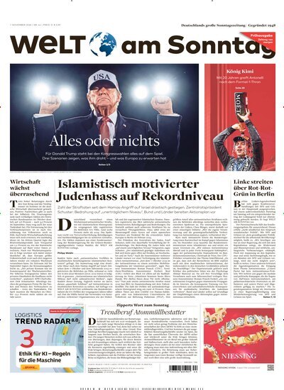 Titelbild der Ausgabe 44/2026 von WamS Welt am Sonntag Bayern Frühausgabe. Diese Zeitschrift und viele weitere Zeitungsabos als Abo oder epaper bei United Kiosk online kaufen.