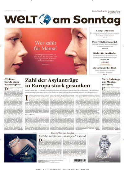 Titelbild der Ausgabe 40/2026 von WamS Welt am Sonntag Gesamtausgabe. Diese Zeitschrift und viele weitere Zeitungsabos als Abo oder epaper bei United Kiosk online kaufen.