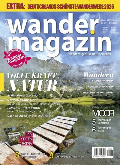 Titelbild der Ausgabe 229/2025 von Wandermagazin. Diese Zeitschrift und viele weitere Sportmagazine als Abo oder epaper bei United Kiosk online kaufen.