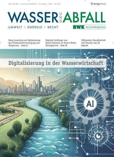 Titelbild der Ausgabe 5/2025 von Wasser und Abfall. Diese Zeitschrift und viele weitere Naturzeitschriften, Landwirtschaftszeitungen und Umweltmagazine als Abo oder epaper bei United Kiosk online kaufen.