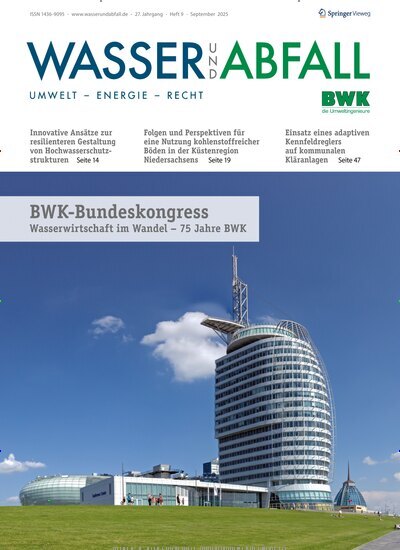 Titelbild der Ausgabe 9/2025 von Wasser und Abfall. Diese Zeitschrift und viele weitere Naturzeitschriften, Landwirtschaftszeitungen und Umweltmagazine als Abo oder epaper bei United Kiosk online kaufen.