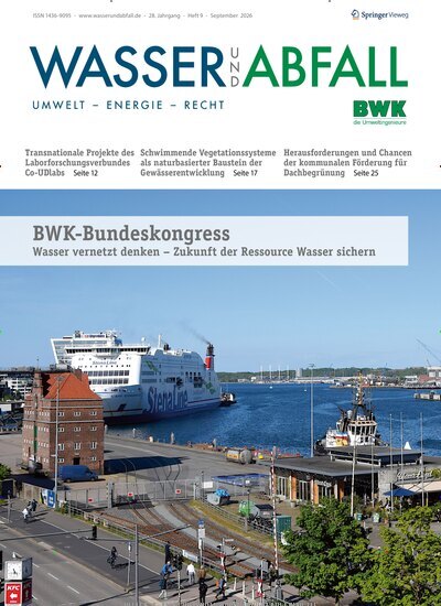 Titelbild der Ausgabe 9/2026 von Wasser und Abfall. Diese Zeitschrift und viele weitere Naturzeitschriften, Landwirtschaftszeitungen und Umweltmagazine als Abo oder epaper bei United Kiosk online kaufen.