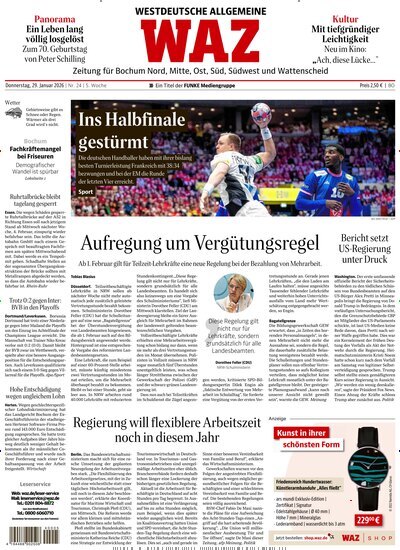Titelbild der Ausgabe 24/2026 von WAZ Westdeutsche Allgemeine Zeitung für Bochum. Diese Zeitschrift und viele weitere Zeitungsabos als Abo oder epaper bei United Kiosk online kaufen.