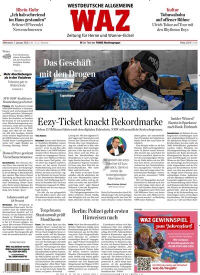 Titelbild der Ausgabe 5/2026 von WAZ Westdeutsche Allgemeine Zeitung für Herne. Diese Zeitschrift und viele weitere Zeitungsabos als Abo oder epaper bei United Kiosk online kaufen.