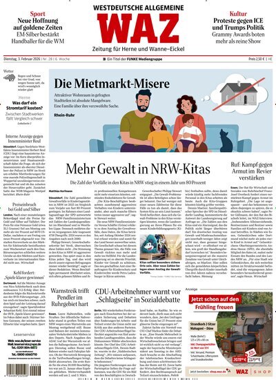 Titelbild der Ausgabe 28/2026 von WAZ Westdeutsche Allgemeine Zeitung für Herne. Diese Zeitschrift und viele weitere Zeitungsabos als Abo oder epaper bei United Kiosk online kaufen.