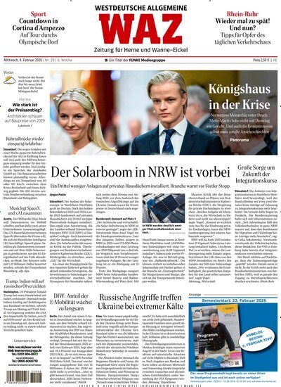 Titelbild der Ausgabe 29/2026 von WAZ Westdeutsche Allgemeine Zeitung für Herne. Diese Zeitschrift und viele weitere Zeitungsabos als Abo oder epaper bei United Kiosk online kaufen.